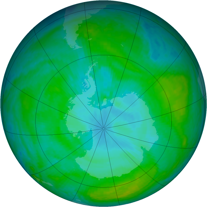 Antarctic ozone map for 30 December 2003